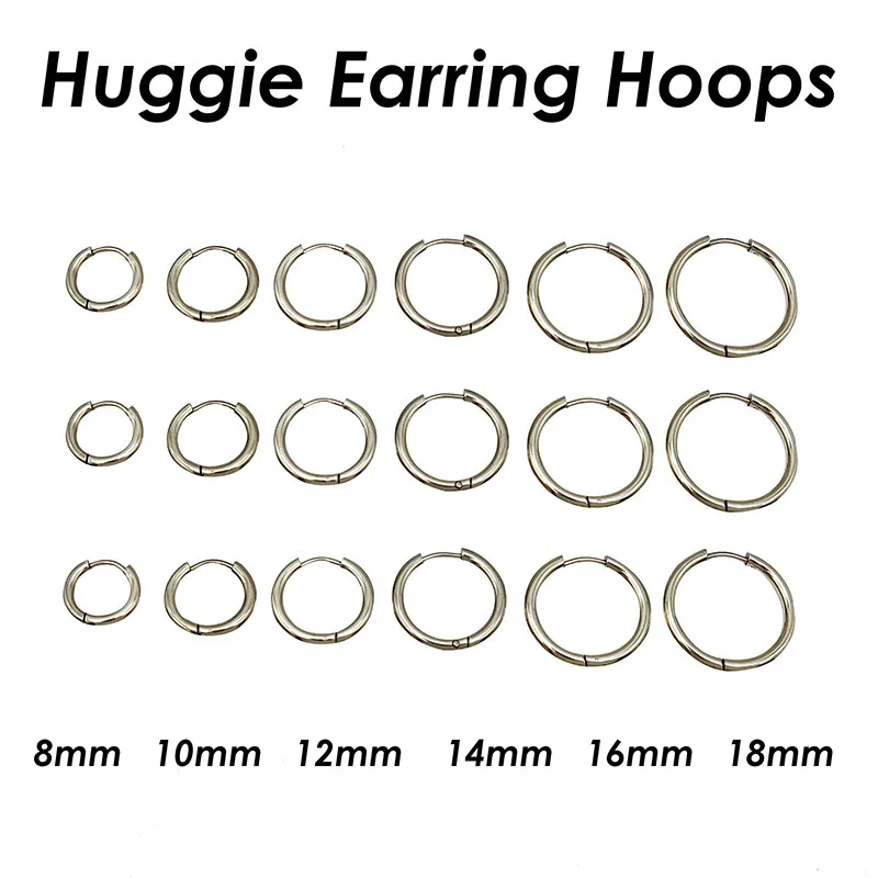 100 Pieces x Stainless Steel Huggie Hoop Earrings Gold Color Black Wholesale Stainless Steel Earring Hoops for Women or Men - Image 2