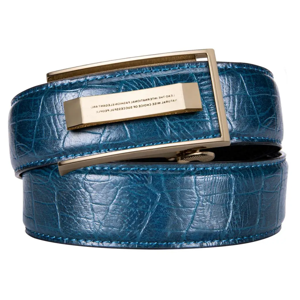 2020 New Fashion Blue Crocodile Leather Belts for Men Waist Fashion Cowboy Jeans Casual Leather Belts Automatic Gold Buckle belt - Image 3