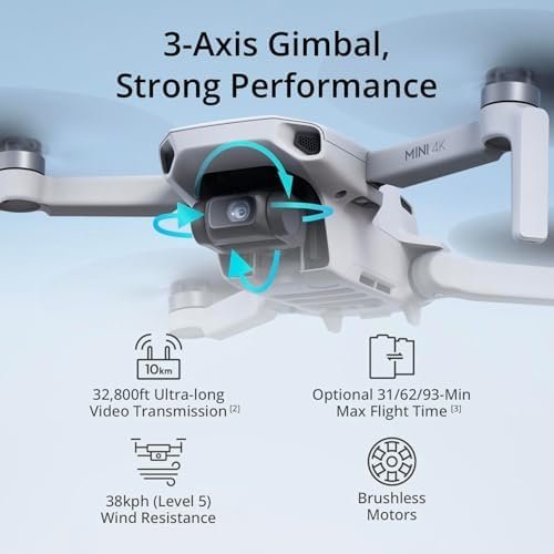 DJI Mini 4K Fly More Combo, Drone with 4K UHD Camera for Adults, Under 249 g, 3-Axis Gimbal Stabilization, 10km Video Transmission, Auto Return, 3 Batteries for 93-Min Max Flight Time, QuickShots : Toys & Games - Image 3