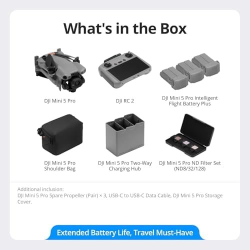 DJI Mini 5 Pro Fly More Combo Plus with DJI RC 2, Drone with Camera, 1-Inch CMOS, 4K Drone for Beginners, Obstacle Sensing, ActiveTrack 360°, 225° Gimbal Rotation, Extended Battery Life : Toys & Games - Image 8