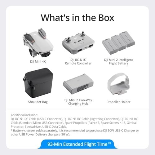DJI Mini 4K Fly More Combo, Drone with 4K UHD Camera for Adults, Under 249 g, 3-Axis Gimbal Stabilization, 10km Video Transmission, Auto Return, 3 Batteries for 93-Min Max Flight Time, QuickShots : Toys & Games - Image 7