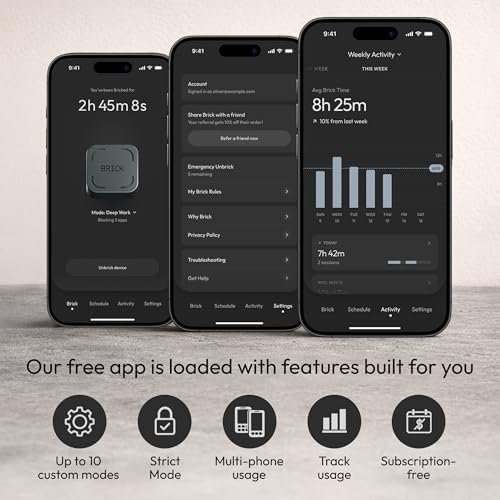 The Brick Phone Access Blocker Device - Subscription-Free Phone Lock, Limits Smartphone Access, Reduces Screen Time & Improves Focus - High-Grade Magnet & Anti-Slip Silicone : Cell Phones & Accessories - Image 4
