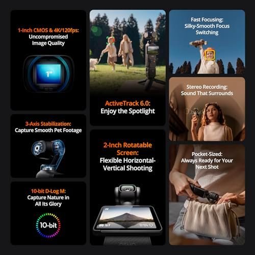 DJI Osmo Pocket 3 Creator Combo, 1'' CMOS, 4K Resolution/120fps Vlog Camera, 3-Axis Stabilization, Face/Object Tracking, Mic Included for Clear Sound, Digital Camera for YouTube : Electronics - Image 5